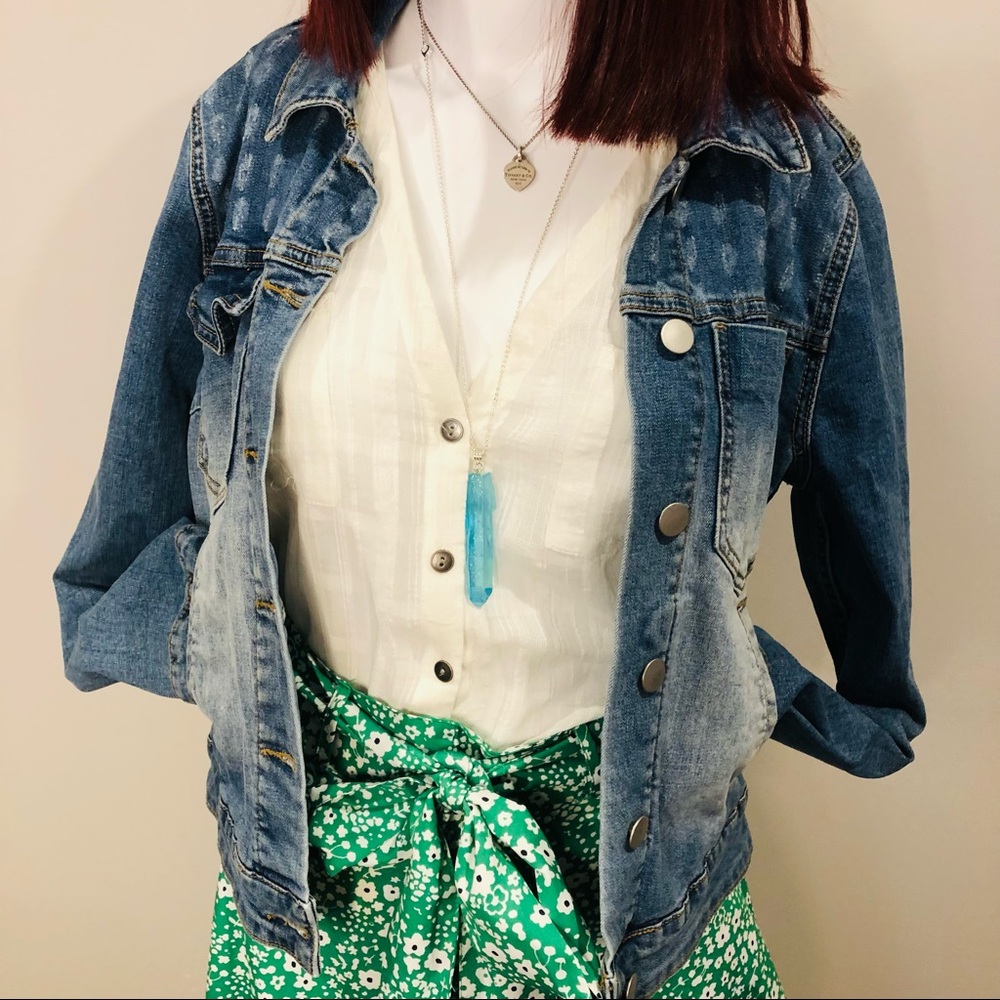 Cream Jeans West textured top with metal buttons 8 - Picture 3 of 10